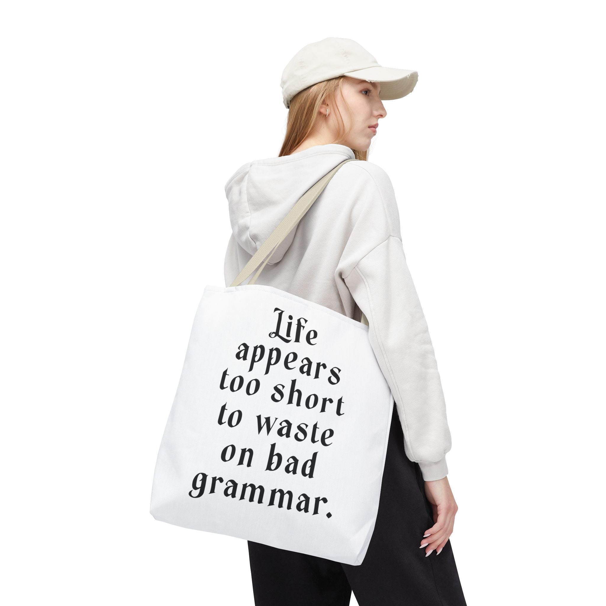 Life Appears Too Short for Bad Grammar” Tote Bag – Funny English Teacher Gift