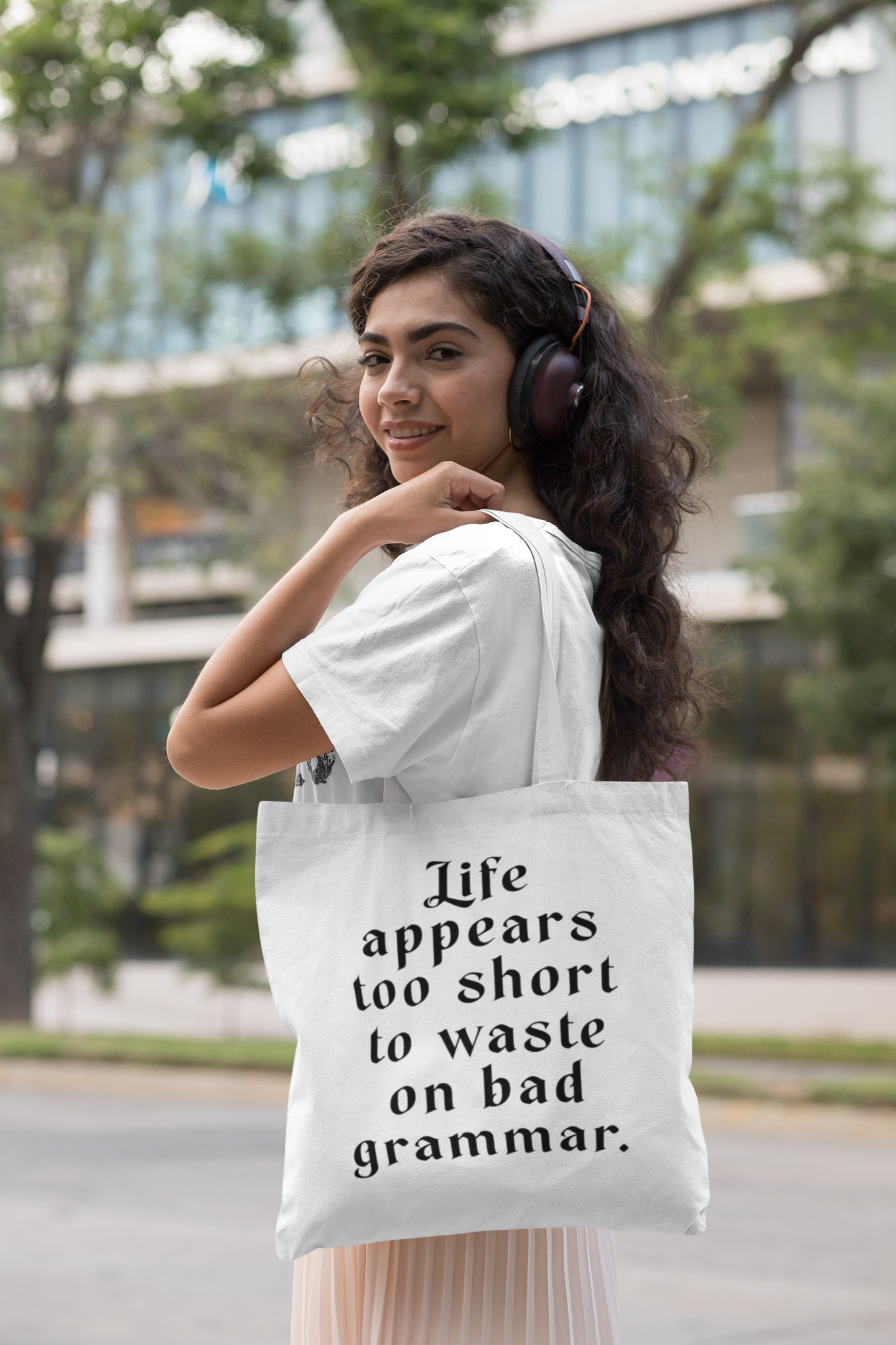 Life Appears Too Short for Bad Grammar” Tote Bag – Funny English Teacher Gift